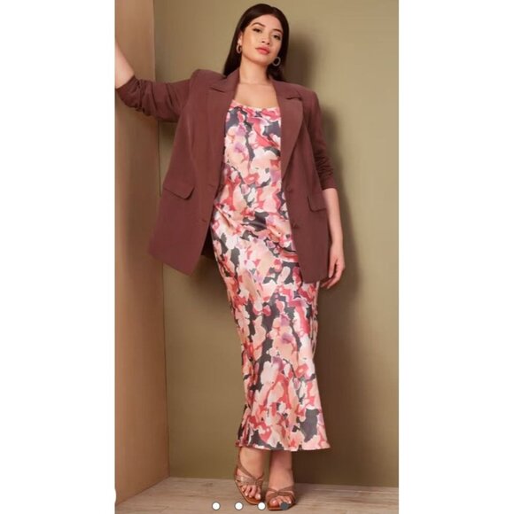 Eloquii Dresses & Skirts - New Eloquii Bias Cut Slip Colorful Strappy Maxi Dress Size 26